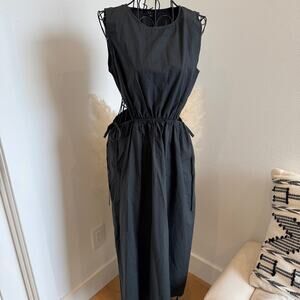 Rails Yvette Black Poplin Cotton Cut Out Midi Dress XSmall